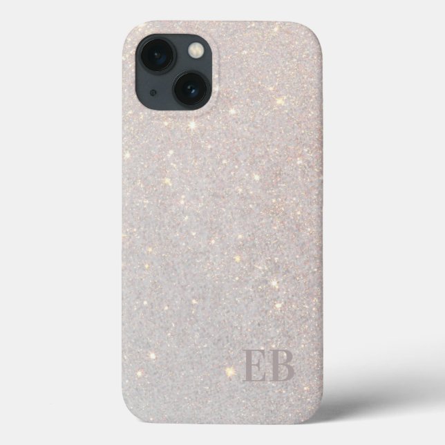 Coques Case-Mate iPhone Monogramme Initiales Subtil Paillettes Crème Bohèm (Verso)