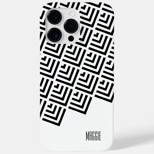 Coques Case-Mate iPhone Monogramme Jamais mort classe noir, blanc géométri (Verso)