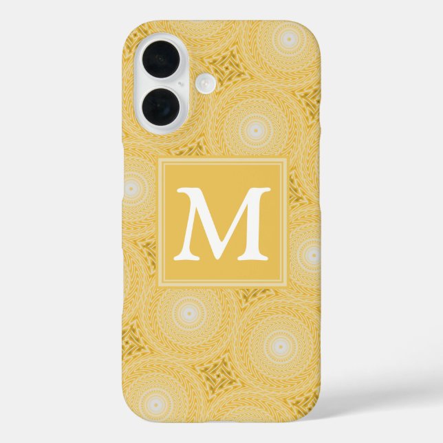 Coques Case-Mate iPhone Monogramme jaune cercles motif (Verso)