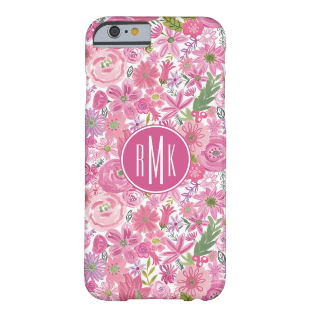 Coques Case-Mate iPhone Monogramme | Je fais Pink Aquarelle Motif Floral (Dos)