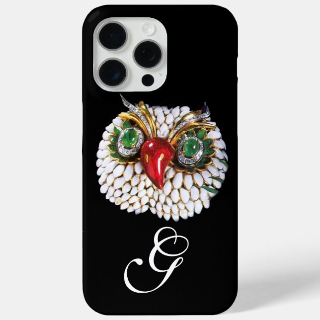 Coques Case-Mate iPhone MONOGRAMME JEWEL OWL, Or, Émeraude verte, opale (Verso)