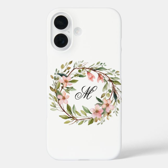 Coques Case-Mate iPhone Monogramme Jolie brindille et couronne Fleur sauva (Verso)