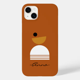 Coque Pour iPhone 14 Plus Monogramme jolies couleurs Abstrait Brun blanc sim