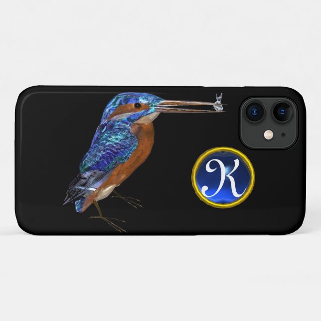 Coques Case-Mate iPhone MONOGRAMME KINGFISHER, Bleu électrique, Noir (Dos (Horizontal))