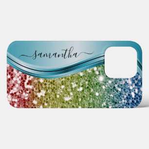 Case-Mate iPhone Case Monogramme manuscrit Parties scintillant arc-en-ci