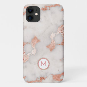 Case-Mate iPhone Case Monogramme marbré d'or rose