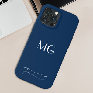 Case-Mate iPhone Case Monogramme Marine Bleu Minimaliste Avec Nom