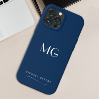 Case-Mate iPhone Case Monogramme Marine Bleu Minimaliste Avec Nom