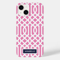 Monogramme marine et Trellis rose