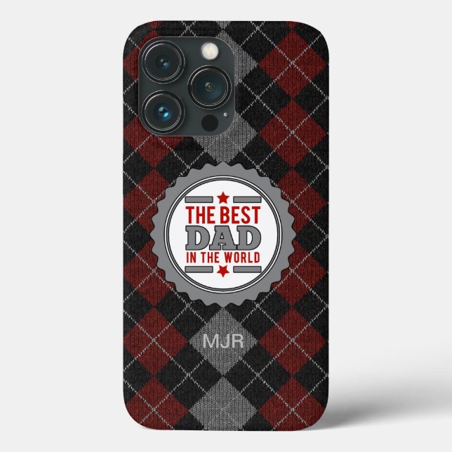 Coques Case-Mate iPhone Monogramme meilleur papa marron et gris (Verso)