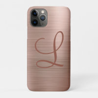 Monogramme métal brossé Chic Rose or initial