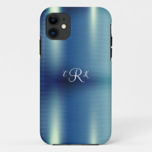 Case-Mate iPhone Case Monogramme métallique Bleu Floral Fille Étincelles