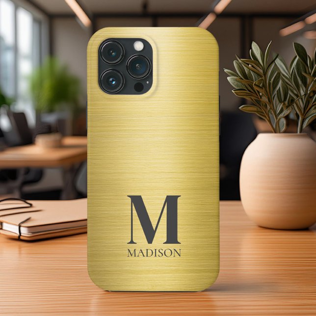 Coques Case-Mate iPhone Monogramme métallique or (Créateur téléchargé)