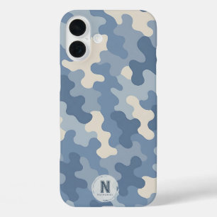 Coques iPhone 16 Plus Monogramme militaire de Camion bleu