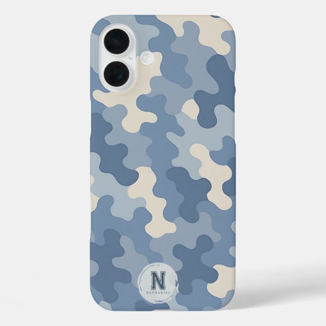 Coques Case-Mate iPhone Monogramme militaire de Camion bleu (Verso)