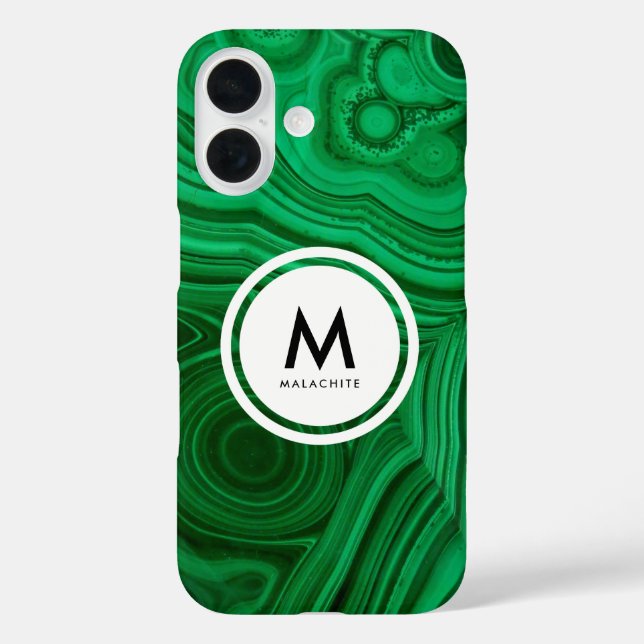 Coques Case-Mate iPhone Monogramme minéral malachite - Beau vert (Verso)