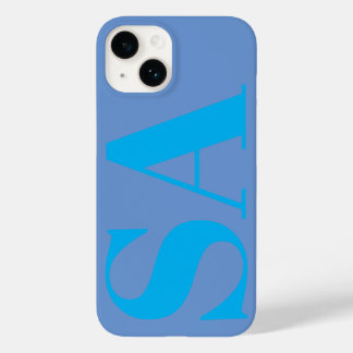 Coque Pour iPhone 14 Monogramme minimal bleu moderne