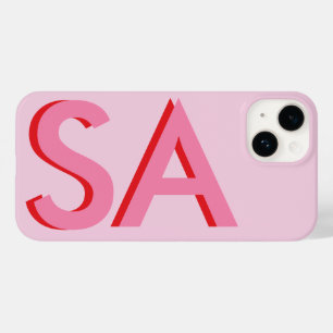 Coque Pour iPhone 14 Monogramme minimal initial de giron rose moderne