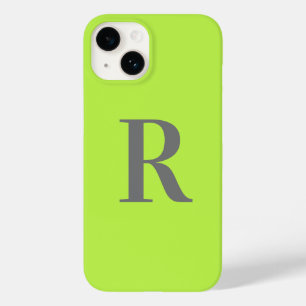 Coque Pour iPhone 14 Monogramme minimal Moderne Lime Vert