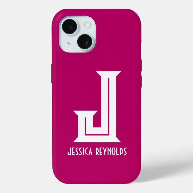 Coques Case-Mate iPhone Monogramme minimal rose chaud (Verso)