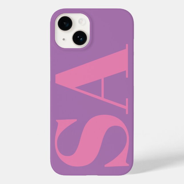 Coques Case-Mate iPhone Monogramme minimal rose moderne (Verso)