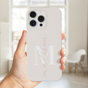 Coques iPhone 16 Pro Max Monogramme minimaliste Beige moderne