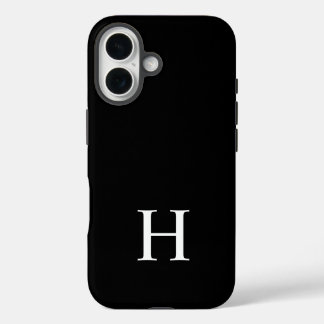 Coque Pour iPhone 16 Monogramme Minimaliste Moderne Élégant Noir et Bla