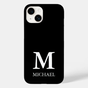 Coque Pour iPhone 14 Monogramme minimaliste moderne noir et blanc