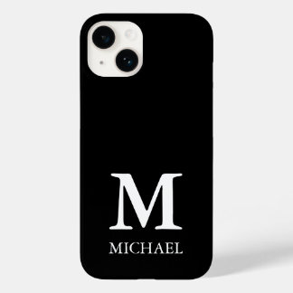 Coque Pour iPhone 14 Monogramme minimaliste moderne noir et blanc