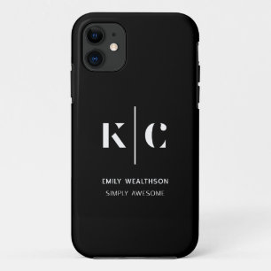 Case-Mate iPhone Case Monogramme minimaliste moderne noir et blanc