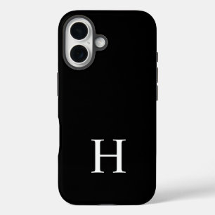 Coque Pour iPhone 16 Monogramme minimaliste moderne noir et blanc