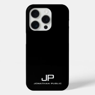Coque iPhone 15 Pro Monogramme minimaliste moderne noir et blanc