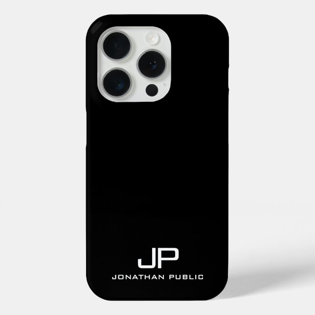 Coques Case-Mate iPhone Monogramme minimaliste moderne noir et blanc (Verso)