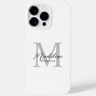 Coque Pour Pour iPhone 14 Pro Max Monogramme minimaliste moderne noir noir gris blan