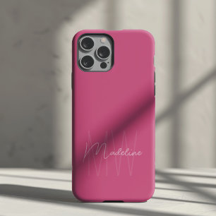 Coques iPhone 16 Pro Max Monogramme minimaliste moderne rose