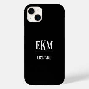 Coque Pour iPhone 14 Plus Monogramme minimaliste noir et blanc