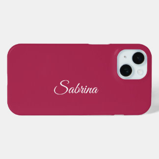Coque Pour iPhone 15 Monogramme minimaliste rose cerise rose