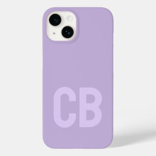 Coque Pour iPhone 14 Monogramme minimaliste violet doux couleur tendanc