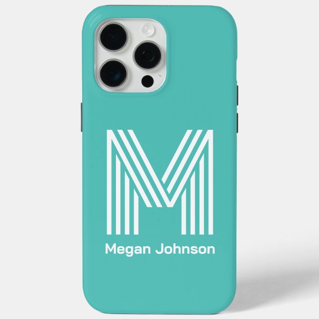 Coques Case-Mate iPhone Monogramme Moderne Aqua (Verso)