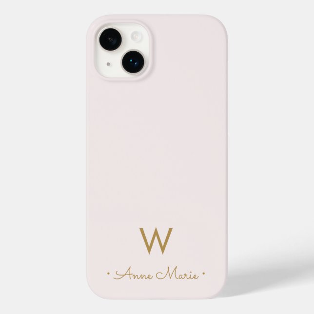 Coques Case-Mate iPhone Monogramme moderne Blush Pink Gold Script (Verso)