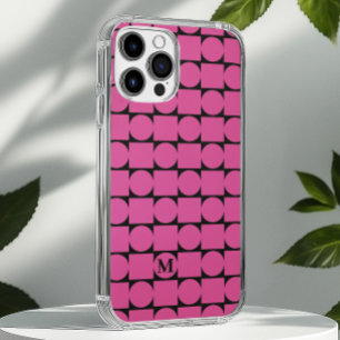 Coque Pour iPhone 16 Monogramme moderne Fuchsia Géométrique tendance