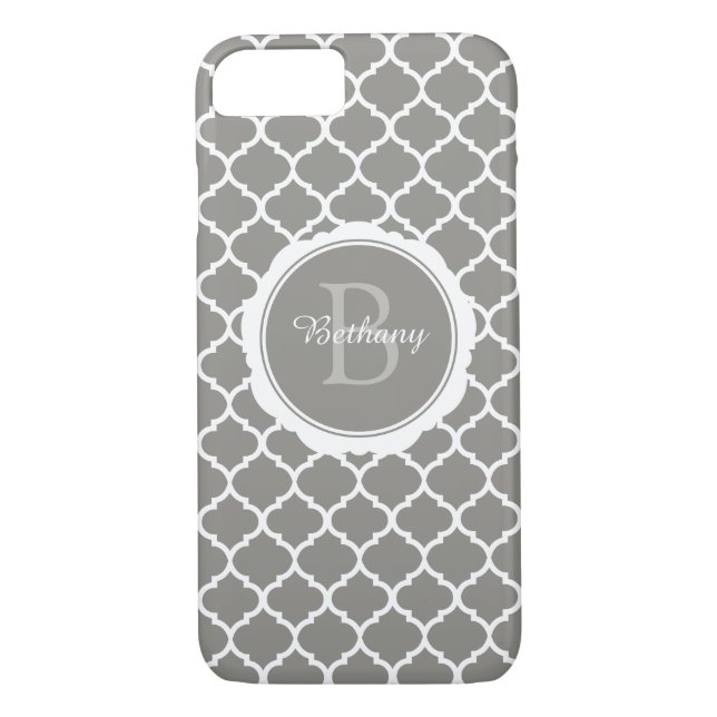 Coques Case-Mate iPhone Monogramme moderne gris géométrique (Dos)