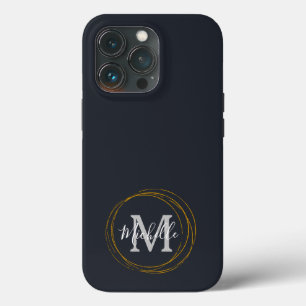 Case-Mate iPhone Case Monogramme moderne Gris profond/Noir/Or
