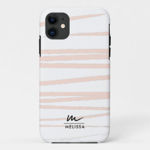 Case-Mate iPhone Case Monogramme moderne Lignes rose pâle Art Abstrait