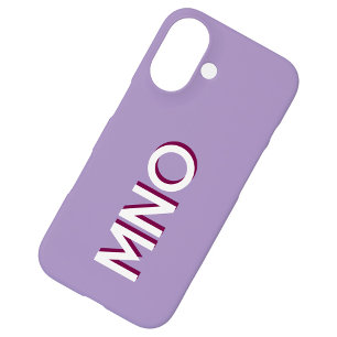 Coque Pour iPhone 16 Monogramme moderne Lilac initial ombre portée