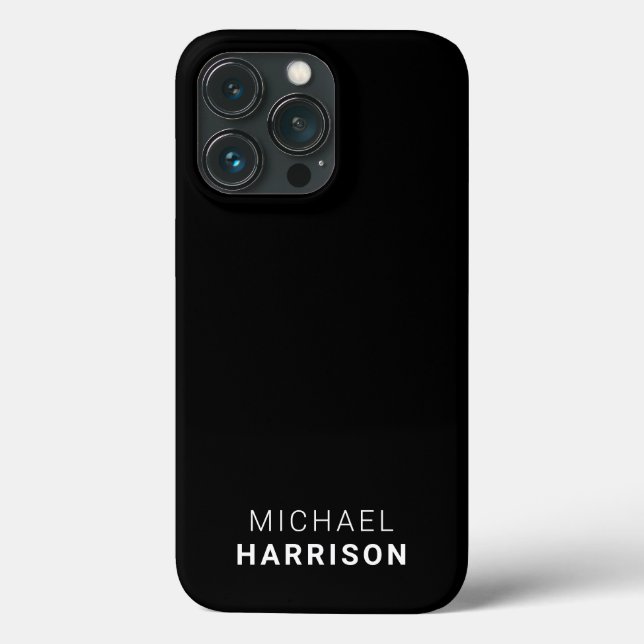 Coques Case-Mate iPhone Monogramme moderne minimal noir (Verso)