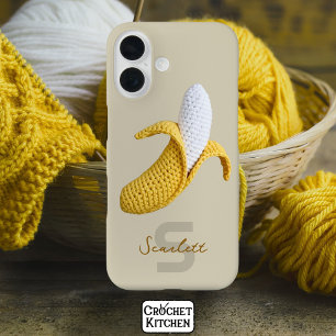 Coque Pour iPhone 16 Monogramme moderne minimal Nom Crochet Banana