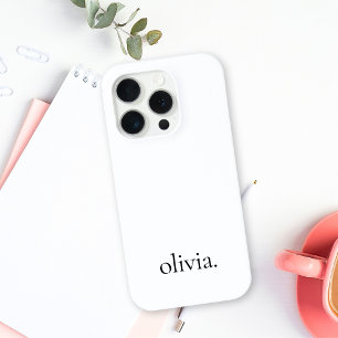 Coque iPhone 15 Pro Monogramme moderne minimaliste blanc