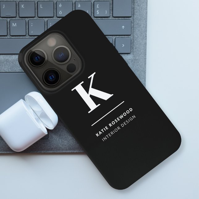 Coques Case-Mate iPhone Monogramme moderne minimaliste noir et blanc (Créateur téléchargé)