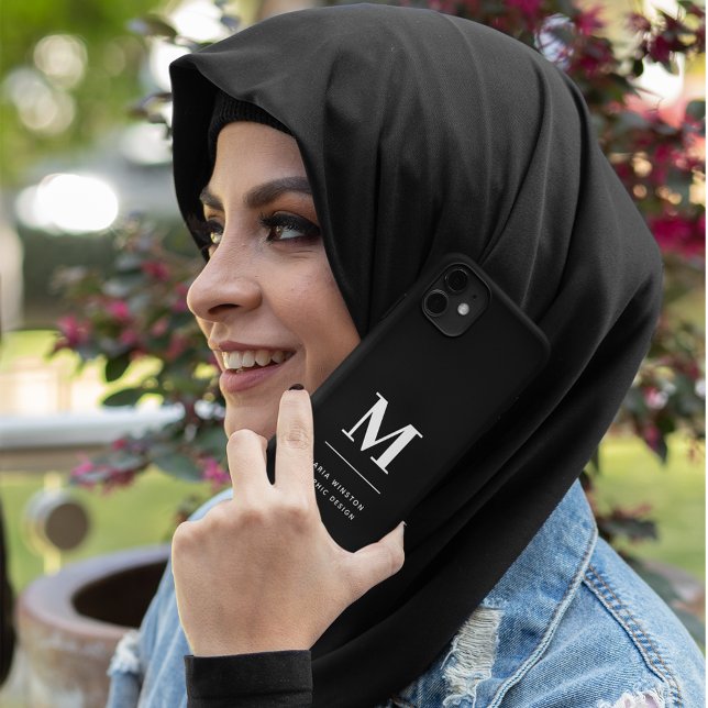 Coques Case-Mate iPhone Monogramme moderne minimaliste noir et blanc (Créateur téléchargé)
